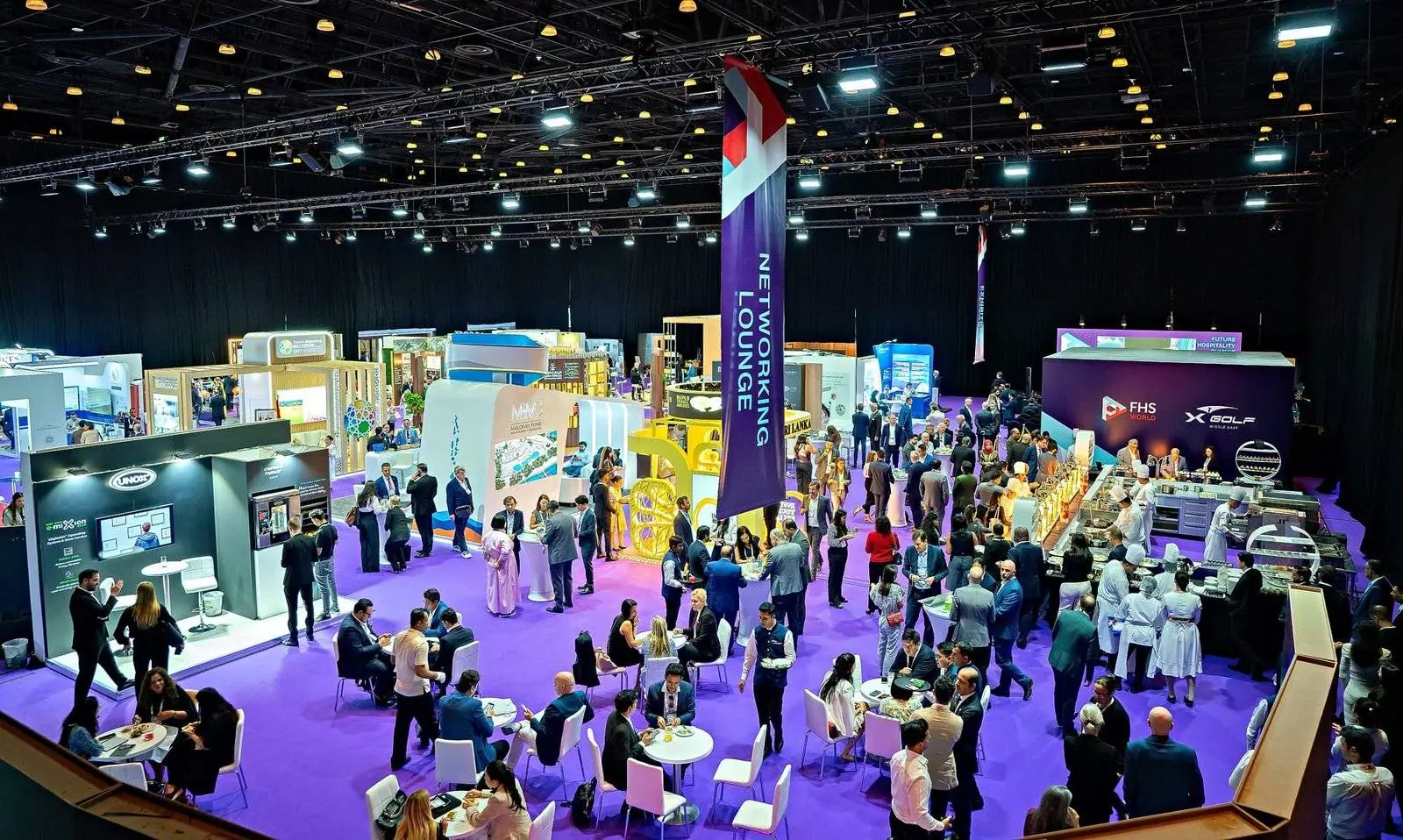 Partner stands on the exhibition floor at a Future Hospitality Summit event